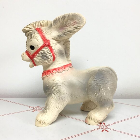 Vintage 1968 Rubber "Donkey" Squeaky Toy by J.L. Prescott - Sleep Eyes - Picture 2 of 7